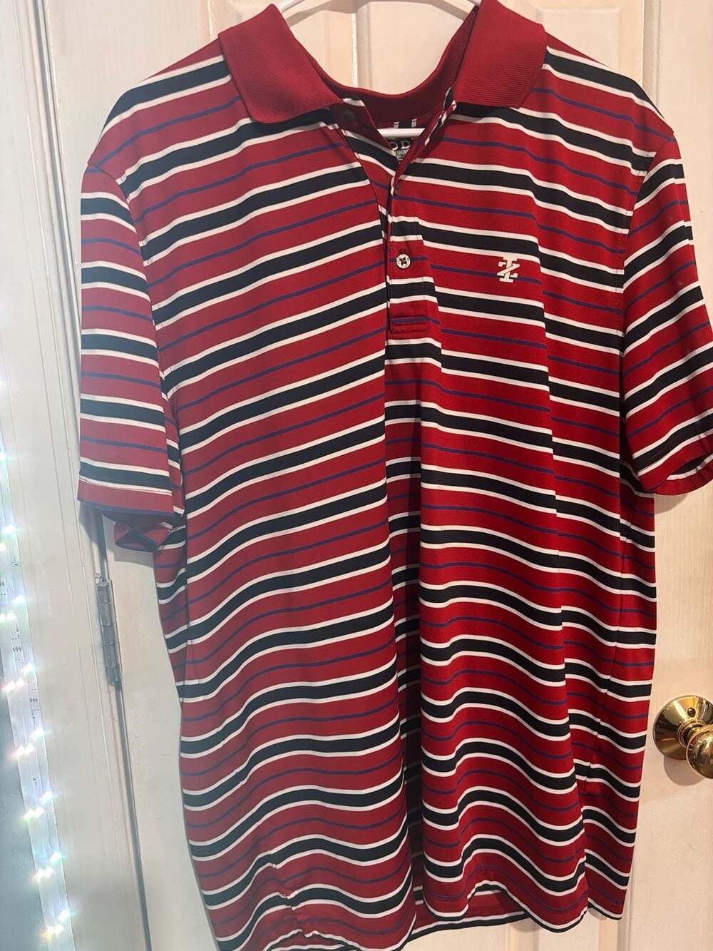 Izod Golf Men's Red Striped Performance Polo Shirt